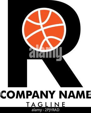 Modèle de logo Letter R for Basketball Illustration de Vecteur