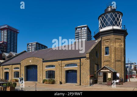 Phare de Bow Creek à Trinity Buoy Wharf, Poplar, est de Londres, Royaume-Uni Banque D'Images