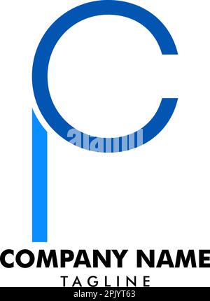 Conception initiale du modèle de logo PC Letter Illustration de Vecteur