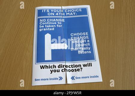Notice électorale, élections locales en Angleterre mai 2023, son choix démocrates libéraux, élections du conseil politique local britannique Banque D'Images