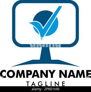 Vecteur de conception du modèle de logo Computer Check Illustration de Vecteur