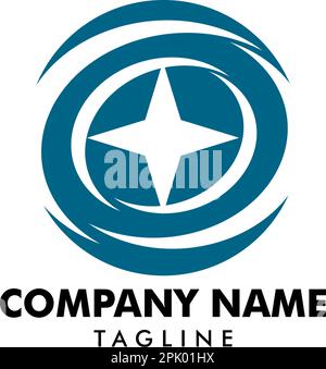 Logo Swoosh circulaire avec logo étoile étincelante Illustration de Vecteur