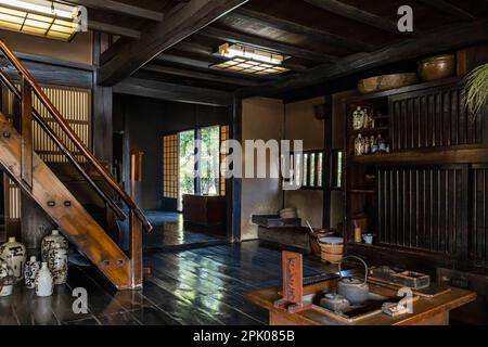 Intérieur de la vieille maison populaire, parc de Jidayubori, jardin de la vieille ferme, Kitami, Setagaya Ku, Tokyo, Japon, Asie de l'est, Asie Banque D'Images