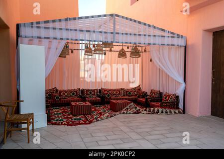 Khaima traditionnel arabe tente de camping de style traditionnel des Etats arabes Banque D'Images