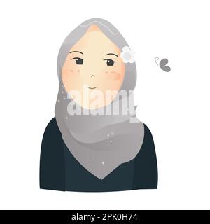 Fille musulmane dans hijab. Illustration vectorielle isolée sur fond blanc. Illustration de Vecteur
