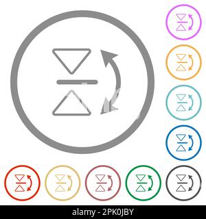 Icônes de couleur plate du contour de bascule vertical dans des contours ronds sur fond blanc Illustration de Vecteur