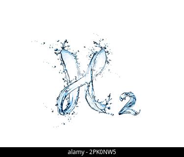 Formule chimique H2 composée d'eau sur fond blanc Banque D'Images