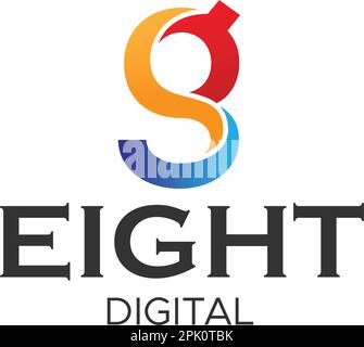 Design moderne et coloré avec logo Letter Mark EIGHT Illustration de Vecteur
