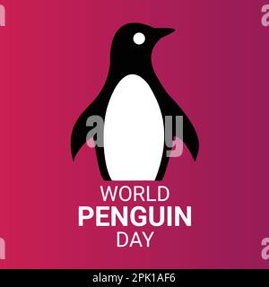 Journée mondiale des pingouins. Illustration vectorielle pour carte de vœux, affiche, bannière, prospectus. Illustration de Vecteur