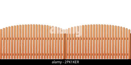 Nouvelle clôture en bois non peinte en planches et clôture de piquetage. Conception horizontale sans couture. Isolé sur fond blanc vecteur. Illustration de Vecteur