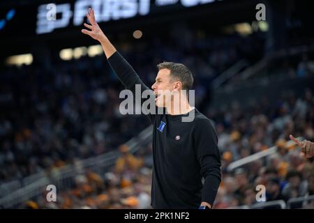 Duke head coach Jon Scheyer looks on during an NCAA college basketball game  against Miami on Saturday, Jan. 21, 2023, in Durham, N.C. (AP Photo/Jacob  Kupferman Stock Photo - Alamy