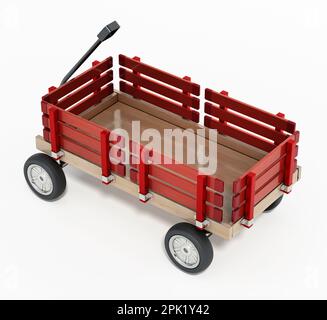 Petit chariot pour enfant isolé sur fond blanc. 3D illustration. Banque D'Images