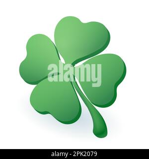 3d icône en forme de trèfle vert sur fond blanc Illustration de Vecteur
