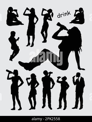 Boire des silhouettes mâles et femelles Illustration de Vecteur