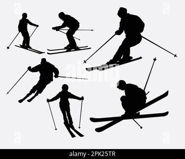 Silhouette de sport de ski Illustration de Vecteur