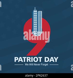9/11 Etats-Unis n'oubliez jamais 11 septembre 2001. Illustration conceptuelle vectorielle pour l'affiche ou la bannière Patriot Day USA, illustration d'arrière-plan vectorielle moderne Illustration de Vecteur