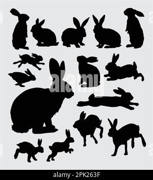 Silhouettes d'action de lapin Illustration de Vecteur