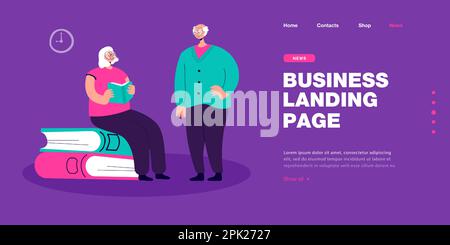 Couple de personnes âgées lisant des livres ou étudiant ensemble Illustration de Vecteur