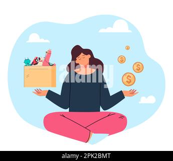 Caricature femme pensant à vendre des jouets pour enfants Illustration de Vecteur