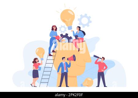 Dirigez-vous vers des idées et des petits brainstorming Illustration de Vecteur