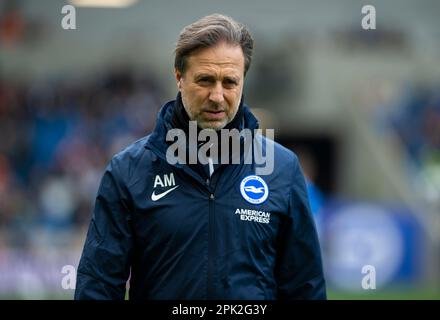 Andrea Maldera, entraîneure en chef adjointe de Brighton, avant le match Brighton and Hove Albion v Brentford - Premier League au stade communautaire American Express de Brighton. Samedi 1st avril 2023 - Banque D'Images