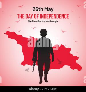 Georgia Independence Day social Media Post, carte de voeux, Illustration vectorielle. 26 mai jour de la fête nationale géorgienne. Illustration de Vecteur