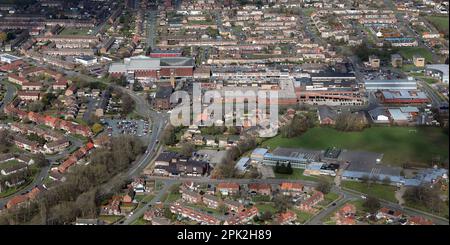 Vue aérienne du centre-ville de Newton Aycliffe, comté de Durham Banque D'Images