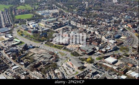 Vue aérienne du centre-ville de Darlington, comté de Durham Banque D'Images