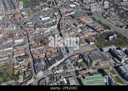 Vue aérienne du centre-ville de Darlington, comté de Durham Banque D'Images