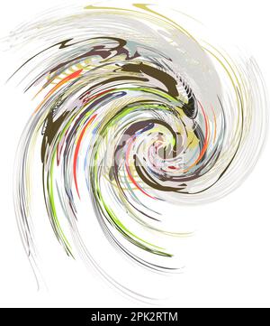 Tourbillon coloré isolé sur un fond blanc pour des tirages sur des tee-shirts ou des textiles. Forme vortex pour logos, emblèmes, étiquettes, couvertures, icônes de sites Web, tatouages Banque D'Images