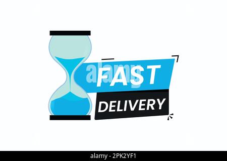 Livraison rapide avec icône vecteur Hourglass sur fond blanc Illustration de Vecteur