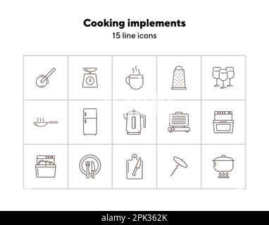 Icônes des outils de cuisson Illustration de Vecteur