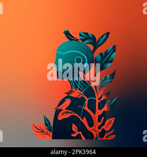 Illustration vectorielle d'un robot. Intelligence artificielle Chat bot aide humaine. Illustration de Vecteur