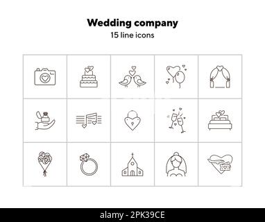 Icônes de la société de mariage Illustration de Vecteur