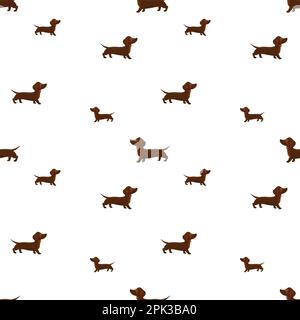 Dessin animé Happy Dachshund - motif tendance sans couture avec chiens. Illustration pour les imprimés, les vêtements, l'emballage et les cartes postales Banque D'Images