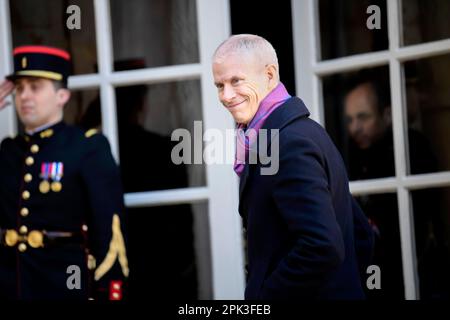 Paris, France. 04th avril 2023. Ministre Franck Riester à l'Hôtel Matignon, sur 4 avril 2023 à Paris, France. Crédit : Victor Joly/Alamy Live News Banque D'Images