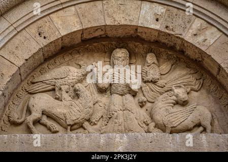 Détail de la porte du 'Conventet' (couvent) du monastère de Pedralbes (Barcelone, Catalogne, Espagne) ESP: Detalle de la puerta del Conventet Banque D'Images