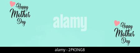 coeur rose sur fond vert pastel, vue de dessus avec espace de copie. Carte de vœux. Concept de fête des mères heureux. Flat Lay.Card avec texte HEUREUX Banque D'Images