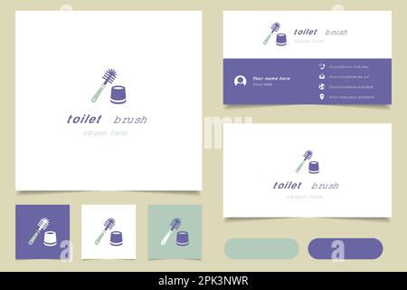 Logo représentant une brosse de toilette avec texte modifiable. Modèle de livre de marque et de carte de visite. Illustration de Vecteur