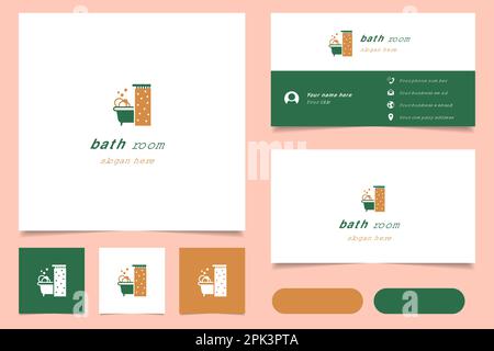 Logo de la salle de bain avec texte modifiable. Modèle de livre de marque et de carte de visite. Illustration de Vecteur