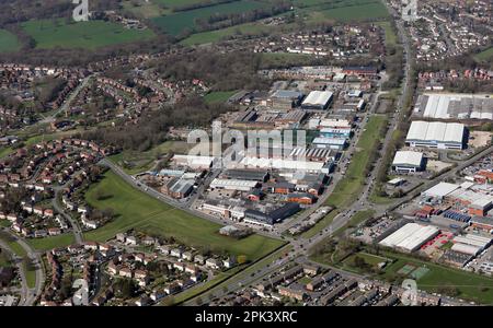 Vue aérienne de la zone industrielle de Limewood Approach, Ring Road Seaccroft, Seaccroft, Leeds Banque D'Images