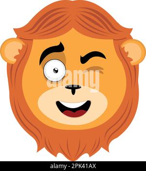 Illustration vectorielle face d'un lion animal dessin animé œil de wencrage Illustration de Vecteur