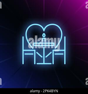 Panneau néons romantique pour le dîner Illustration de Vecteur