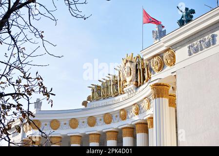 EXPOSITION VDNH, RÉGION DE MOSCOU, RUSSIE - 13 novembre 2019 : Pavillon central de la VDNH à Moscou Banque D'Images