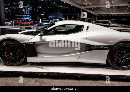 New York, États-Unis. 05th avril 2023. Un Rimac Nevera au salon international de l'auto de New York qui s'est tenu au Centre de congrès Jacob Javits de New York. Crédit : SOPA Images Limited/Alamy Live News Banque D'Images