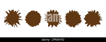 Formes rondes brunes avec bords irréguliers et flous sous forme de taches ou de taches de peinture. Symbole abstrait plat d'élément circulaire imprudent. Vecteur illustrat Illustration de Vecteur