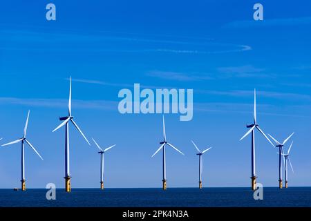 Windfarm en mer Redcar Cleveland Banque D'Images