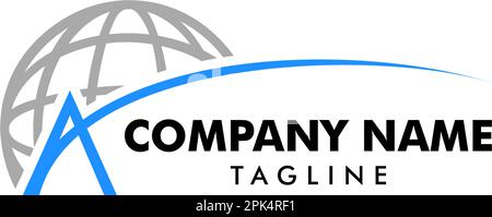 Lettre initiale Un logo avec snoosh et modèle d'illustration de vecteur de globe Illustration de Vecteur