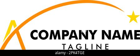 Lettre initiale Un logo avec snoosh et modèle d'illustration de vecteur étoile Illustration de Vecteur