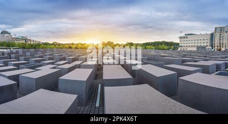 Vue panoramique du Mémorial aux Juifs assassinés d'Europe - Berlin, Allemagne Banque D'Images